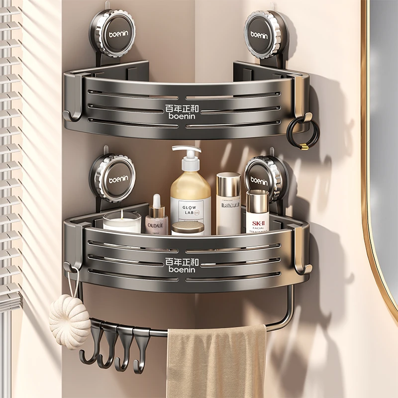 【掉落包赔】卫生间吸盘置物架浴室壁挂洗手洗漱台厕所三角篮收纳架