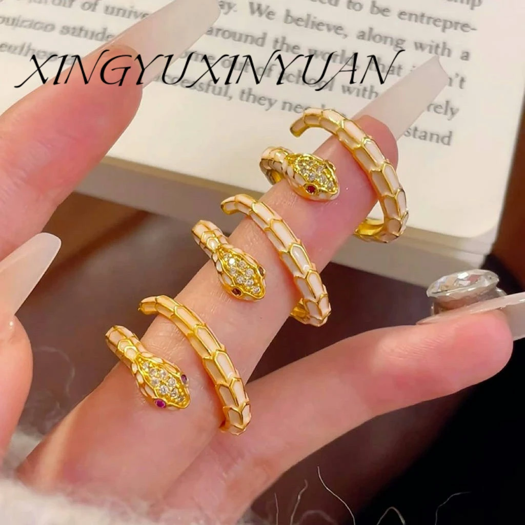 合金戒指 地釉蛇戒开口戒指轻奢气质镶嵌素款多样性发货 21285