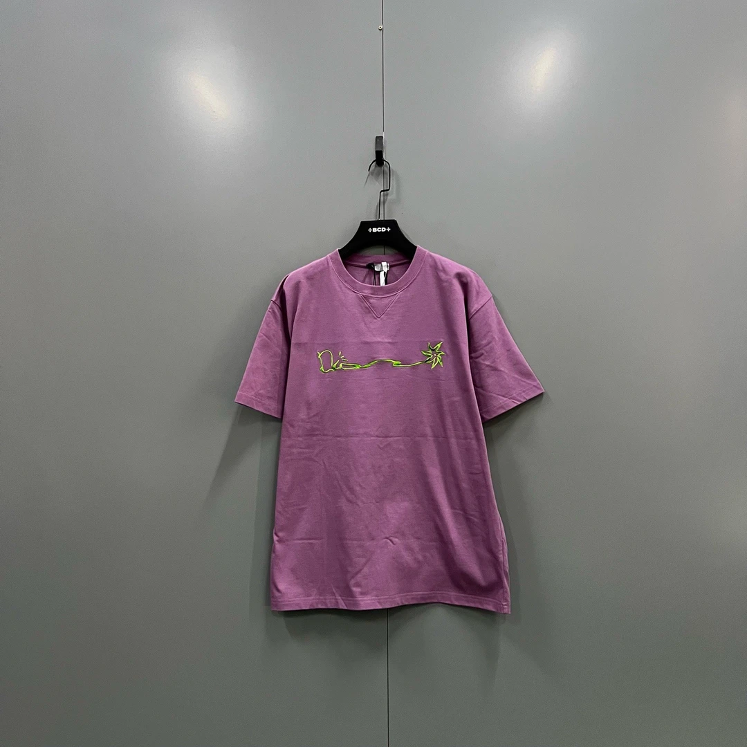 未使用 DIOR/迪奥 715 015855  紫色字母刺绣短袖 XL码