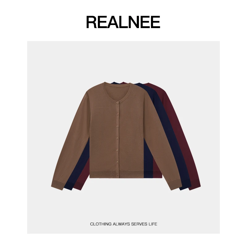 REALNEEI【宿命恋人】极简‘莱赛尔+桑蚕丝’针织衫复古老钱穿搭03727