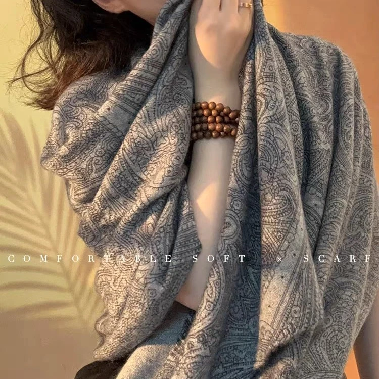 意大利老钱风复古佩斯利纹 纯羊绒围巾外搭披肩秋冬宝藏款