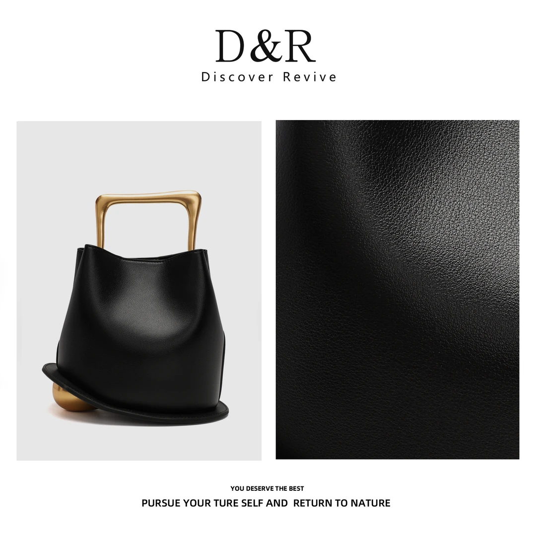 Discover Revive【意大利设计师款】斜挎金属手柄手提包E423-金