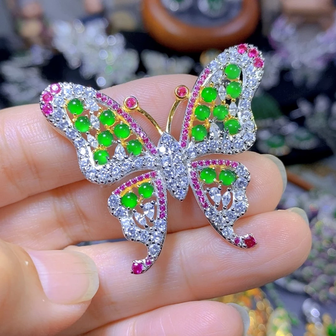 翡翠颈饰银S925镶嵌天然翡翠