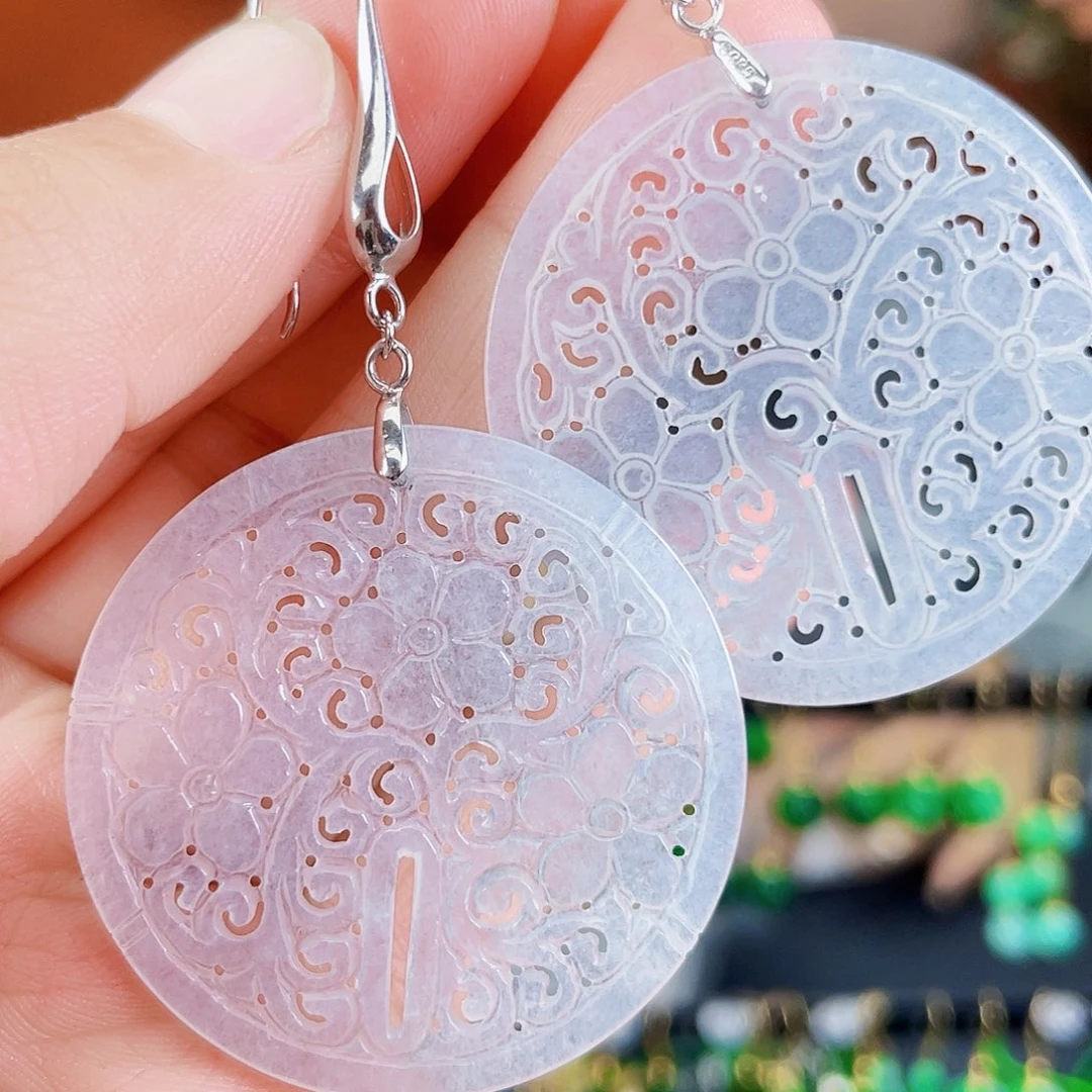 翡翠银S925镶嵌耳饰