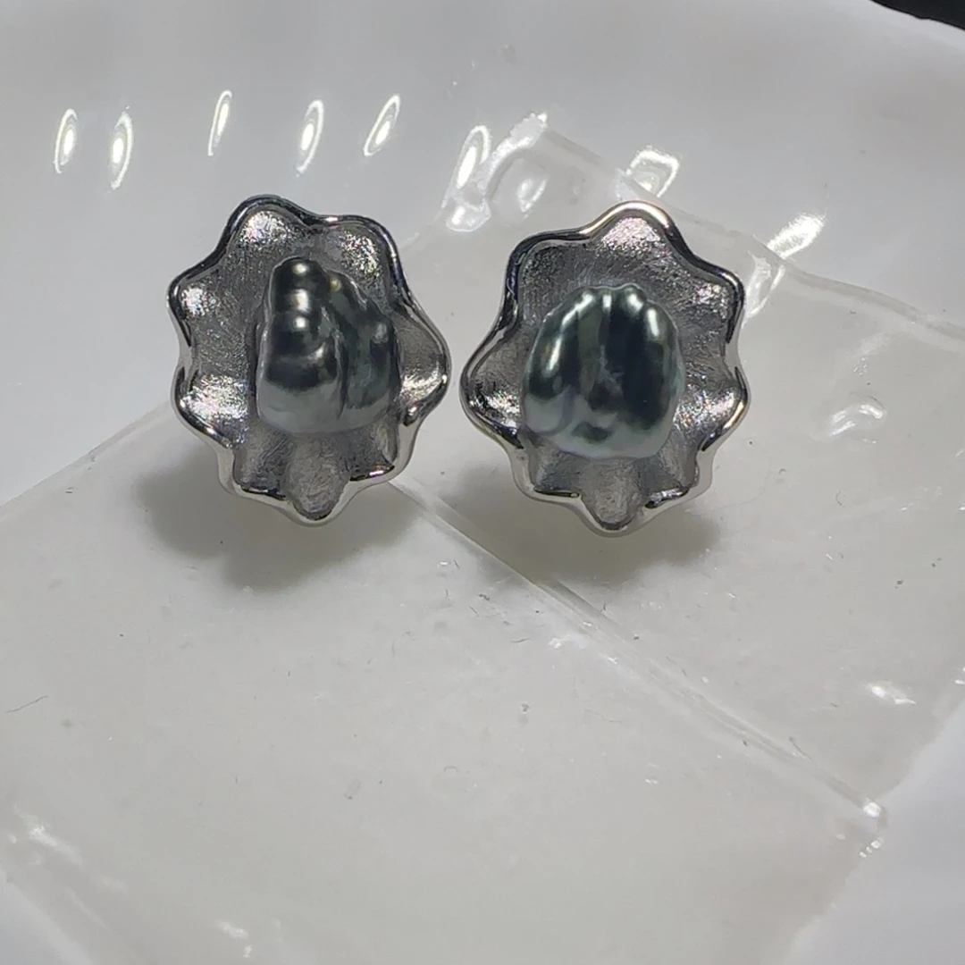 银S925镶嵌海水珍珠耳饰