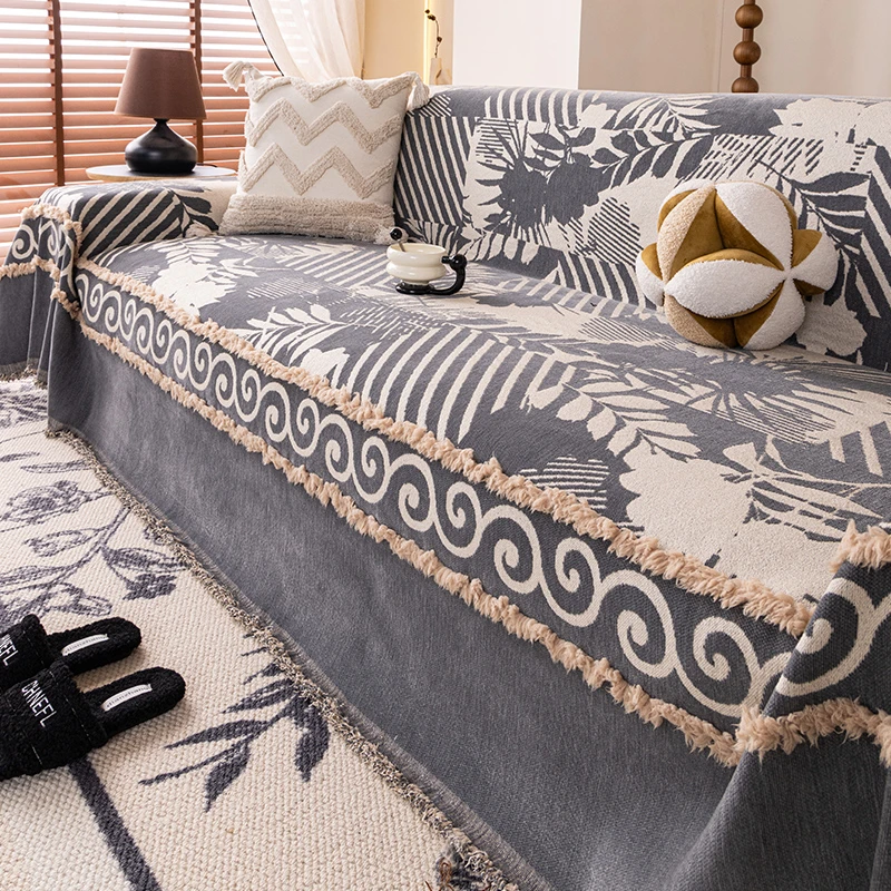 洱峰中古风沙发巾2025新款雪尼尔四季通用盖布一整张全盖防滑沙发