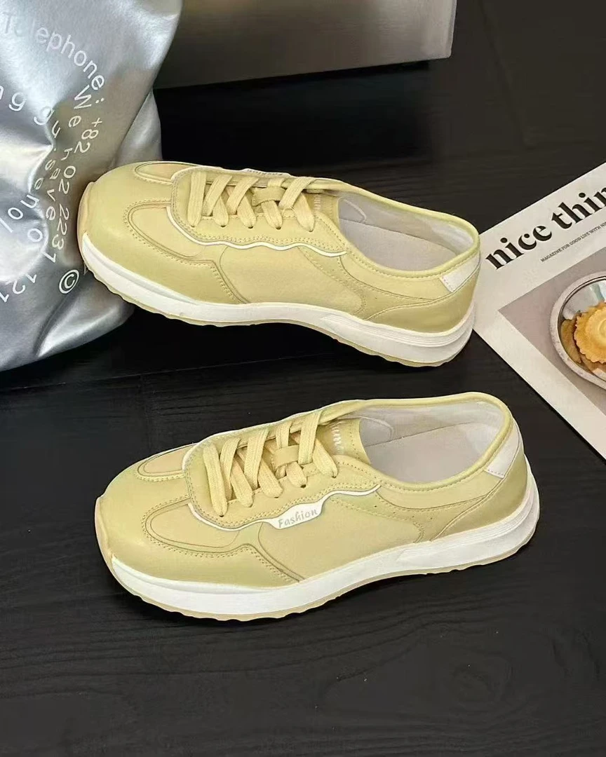 真皮新款德训鞋圆头时尚休闲鞋百搭秋款女鞋