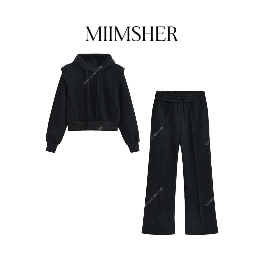 宝藏单品廓形加绒抽绳早秋穿搭连帽卫衣休闲时尚显瘦女MS242042