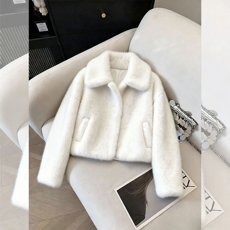 冬季新款毛绒短外套女时尚百搭气质轻熟风女装设计感减龄外搭上衣