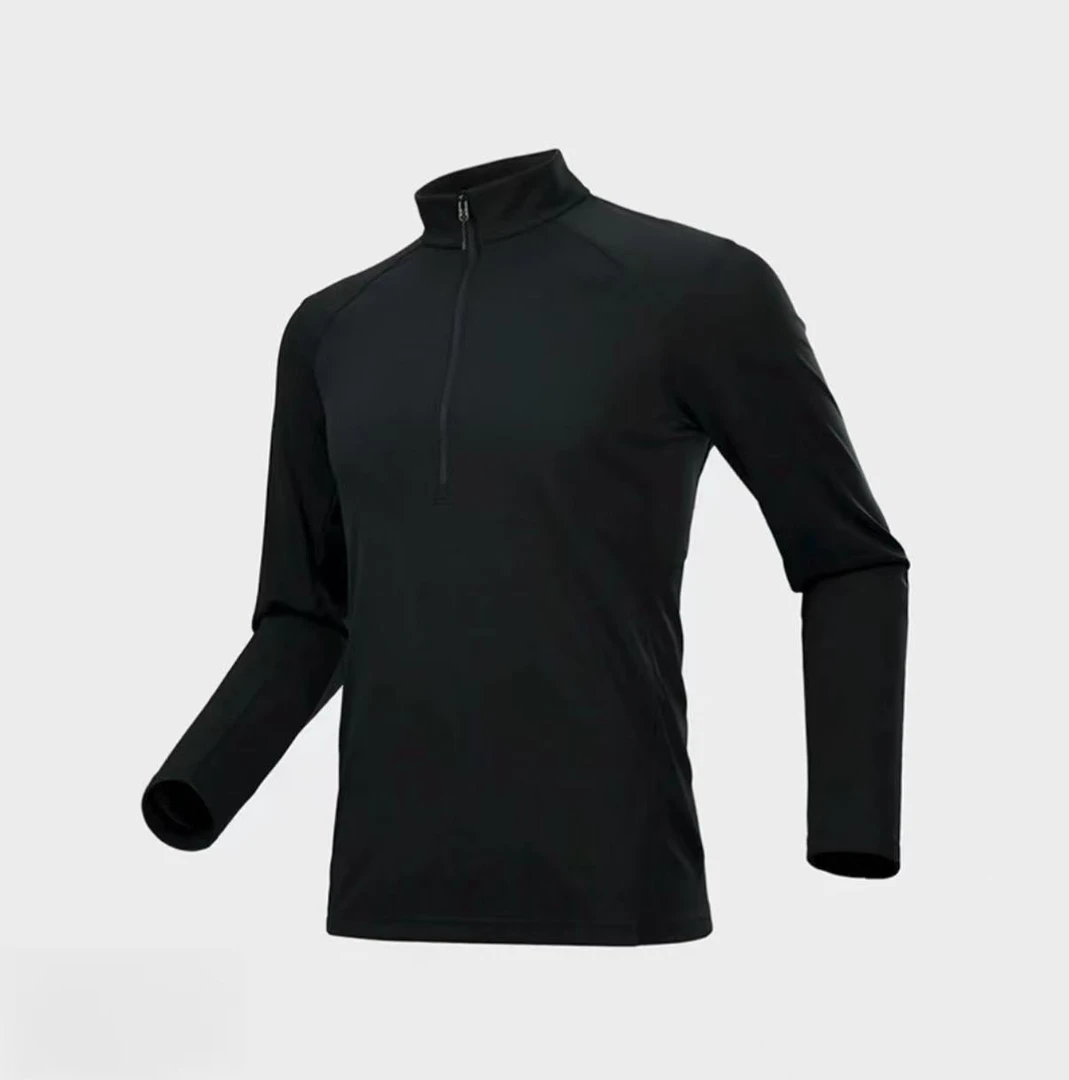 （明鑫）新款加绒男户外男士运动速干T恤长袖半高领打底