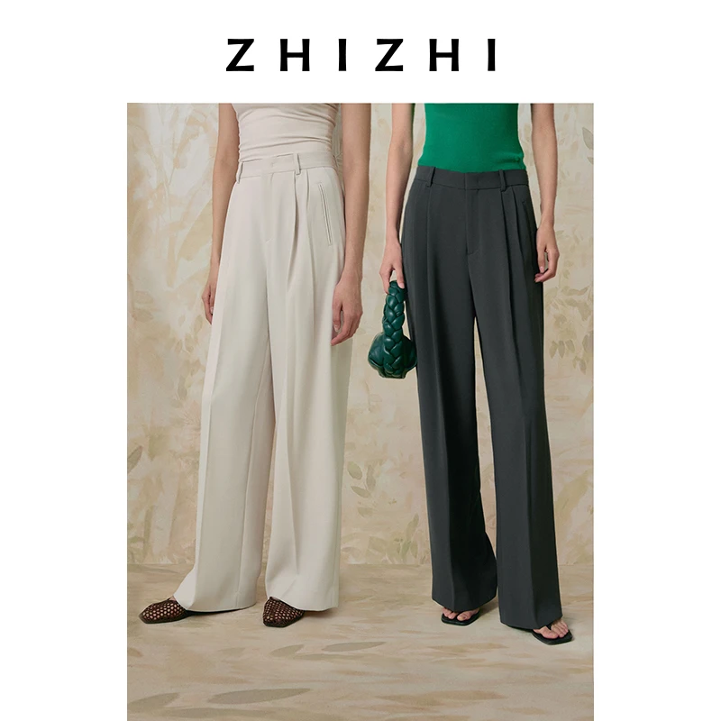 致知 双声子 欧若智性风阔腿裤女25春季新款ZZ2ESWK3019