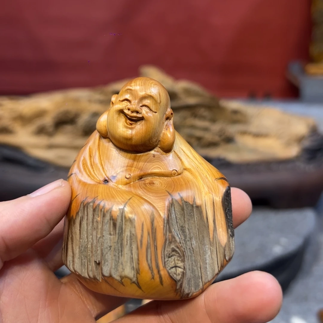 光***佑金丝楠弥勒佛居家摆件