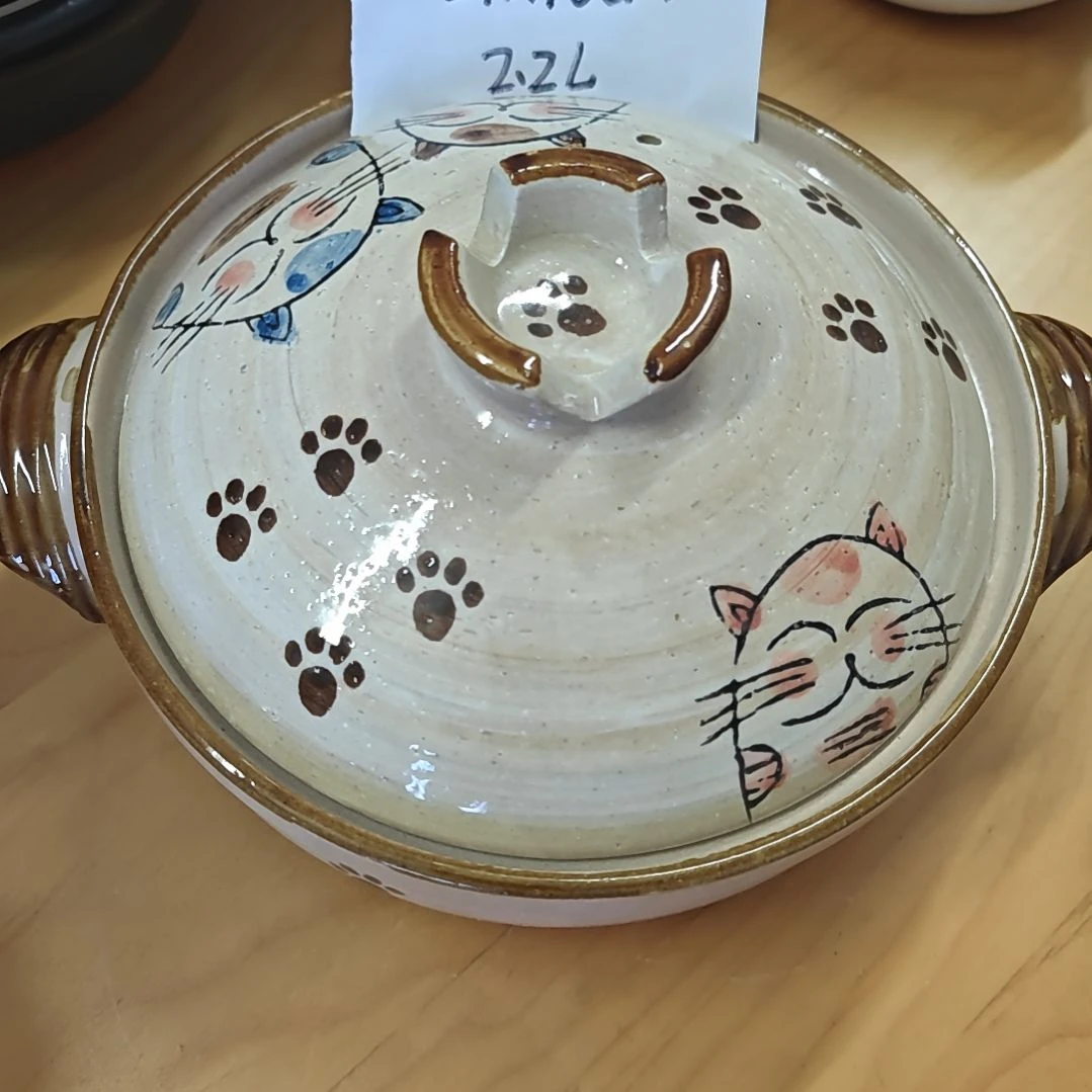 白色福猫手绘砂锅焗菜锅干锅