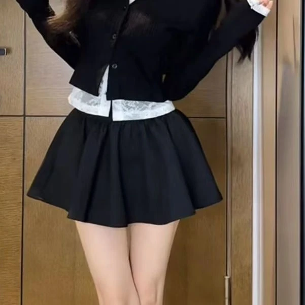 （哩哩）大码纯欲风辣妹套装女2025早春新款蓬蓬半身裙1809