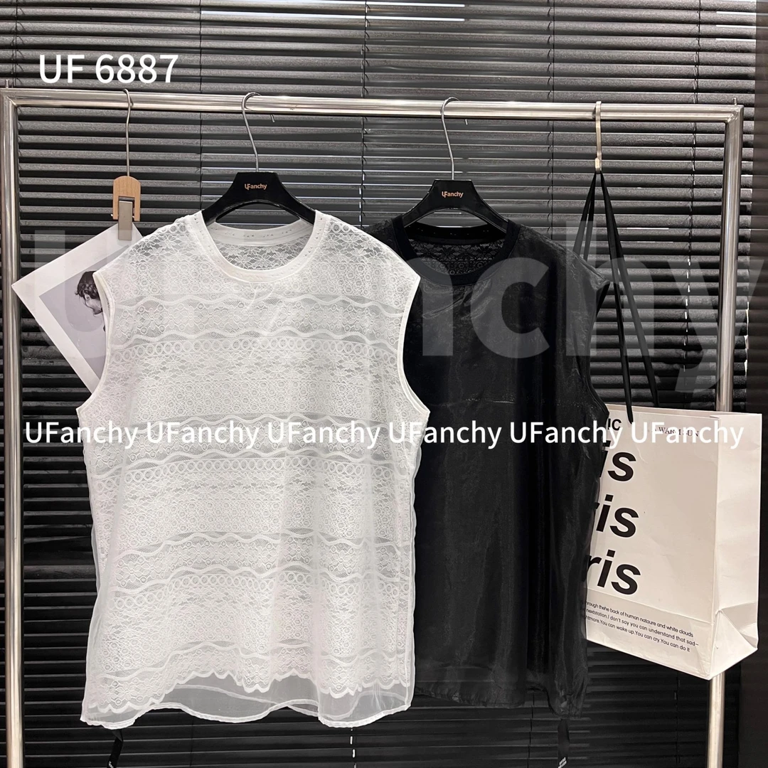 杨杨 UF-蕾丝花边网纱设计感马甲6887