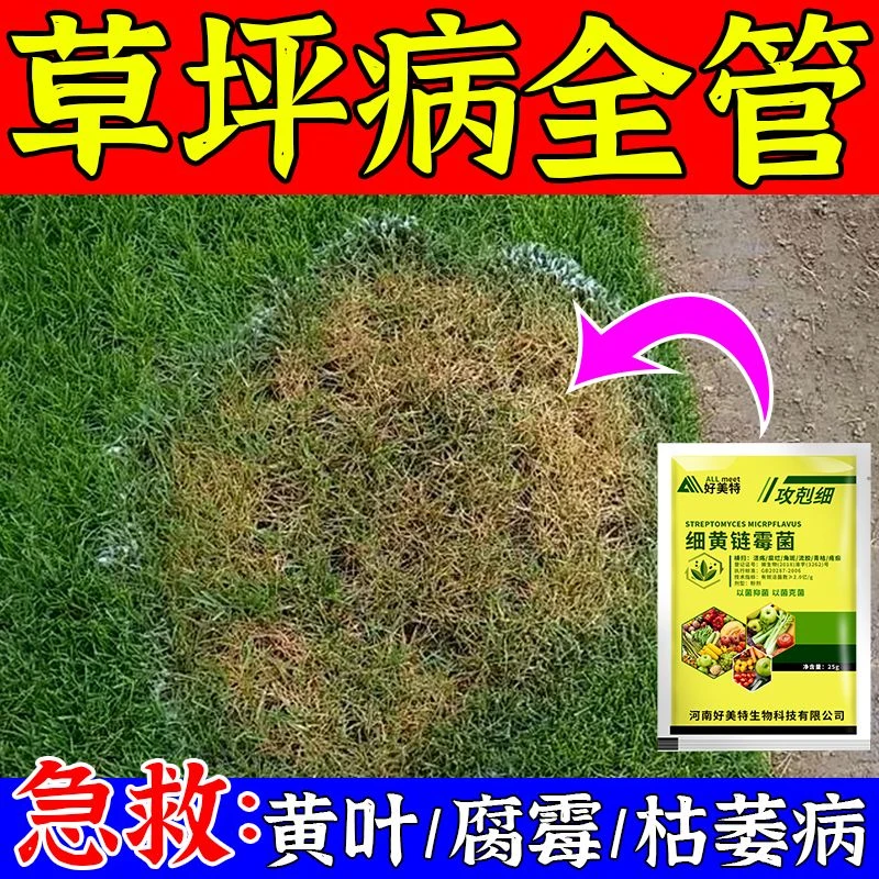 草坪病害专用草坪花园庭院枯萎腐霉根腐褐斑锈病发黄干枯变绿肥料