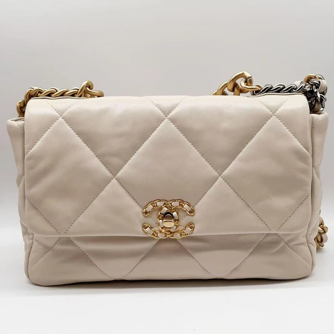 95新 Chanel/香奈儿 19bag白色手提单肩斜挎包