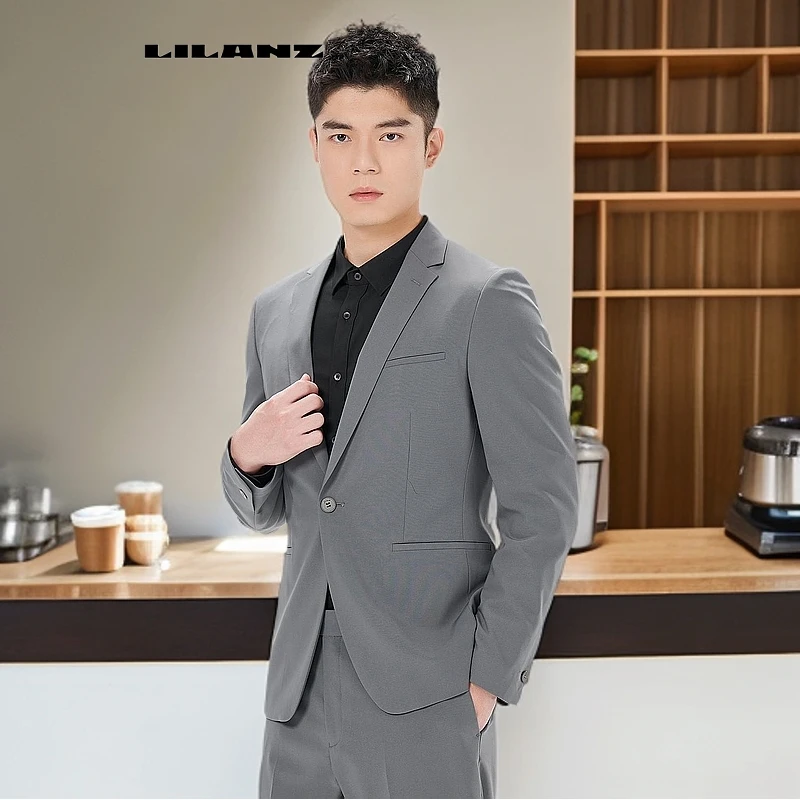 利郎男士商务西服休闲简约职业正装工作面试微弹舒适修身24CXF04