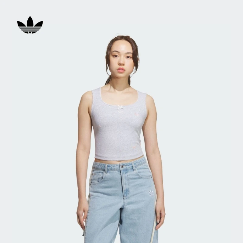 阿迪达斯三叶草 迪士尼玛丽猫联名方领无袖背心女夏季新款 KC3103