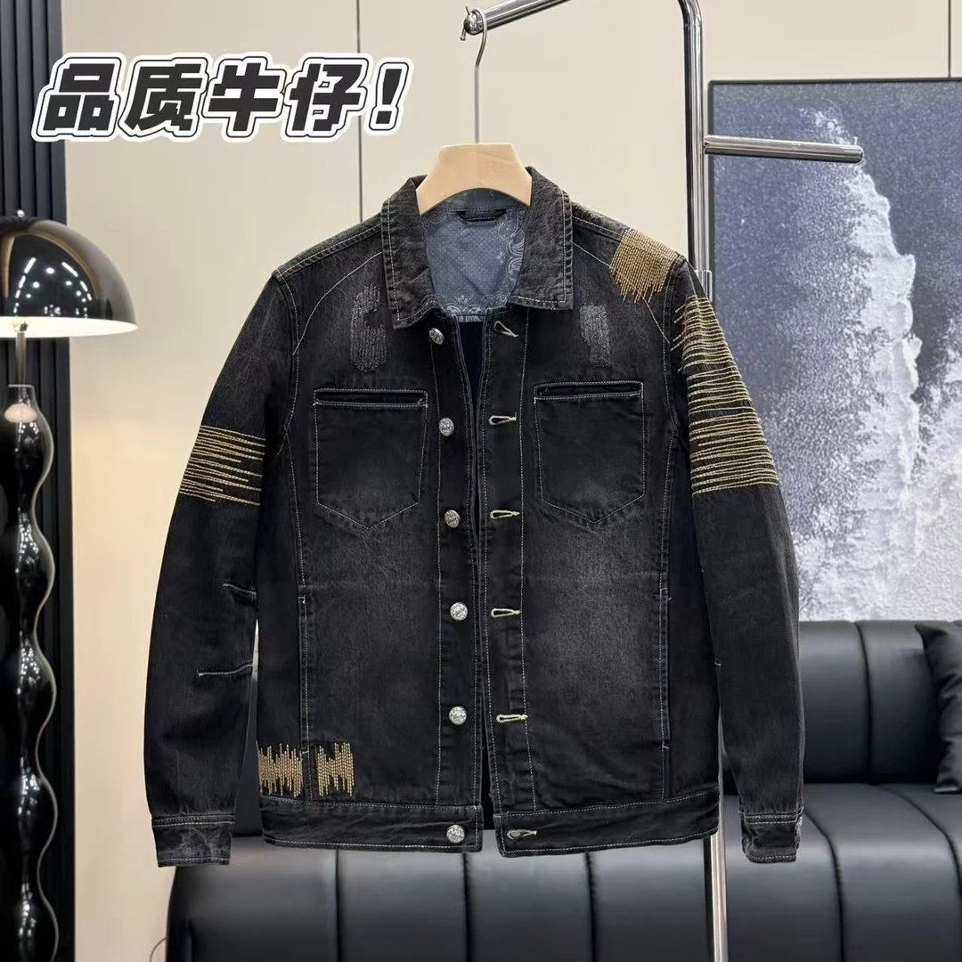 15158-ks新款高品质刺绣工艺水洗牛仔外套男款牛仔服