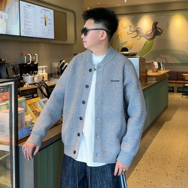 LKT.NINE秋季新款棒球领针织开衫纯色宽松休闲慵懒毛衣外套37828