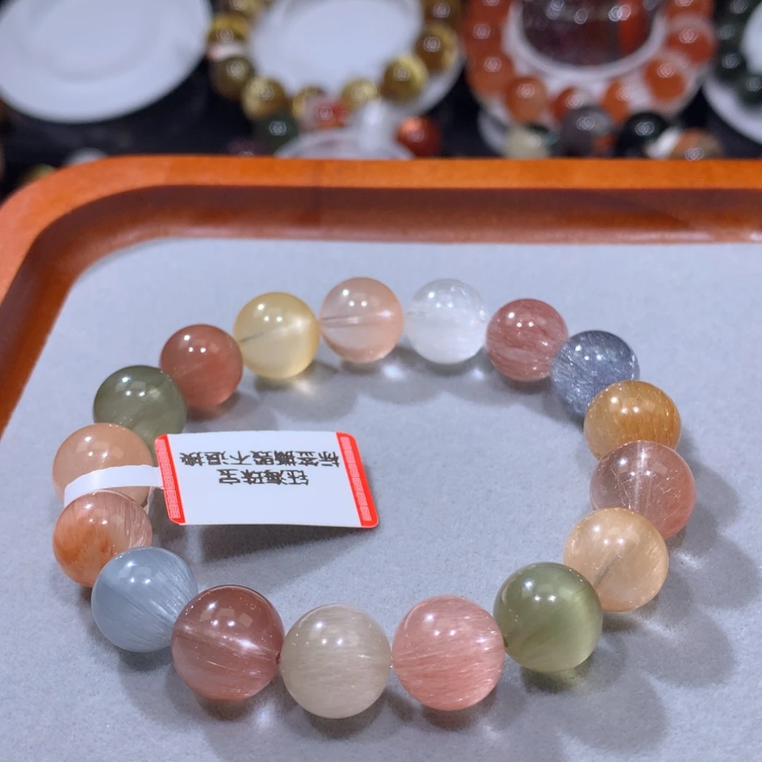 未镶嵌手链水晶彩兔毛11mm