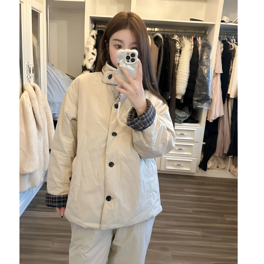 韩系情侣两面穿夹棉睡衣女冬季新款开衫保暖加厚可外穿家居服套装