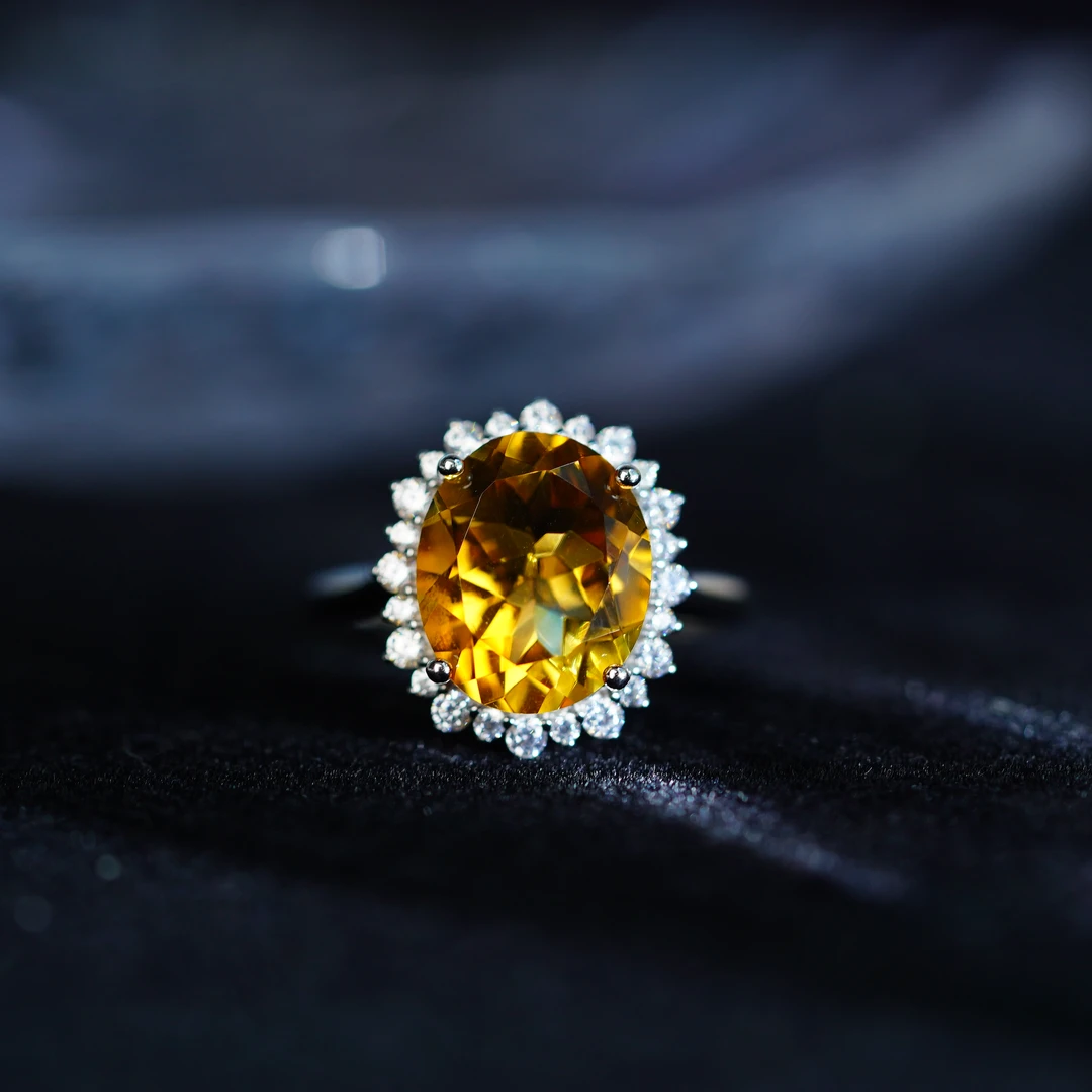 【小北好物】S925银黄水晶戒指-QH161X212【多样性发一】约10*12mm