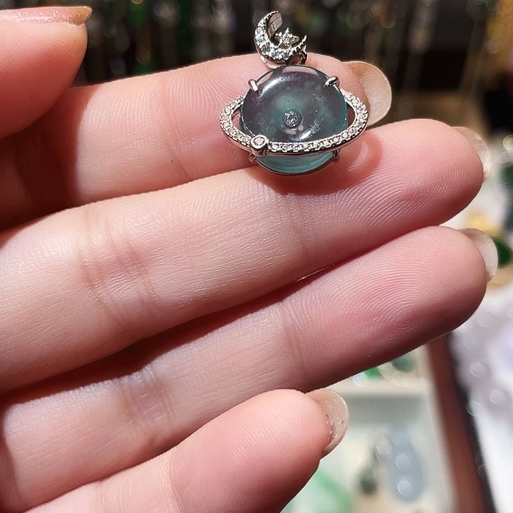 翡翠银S925镶嵌颈饰