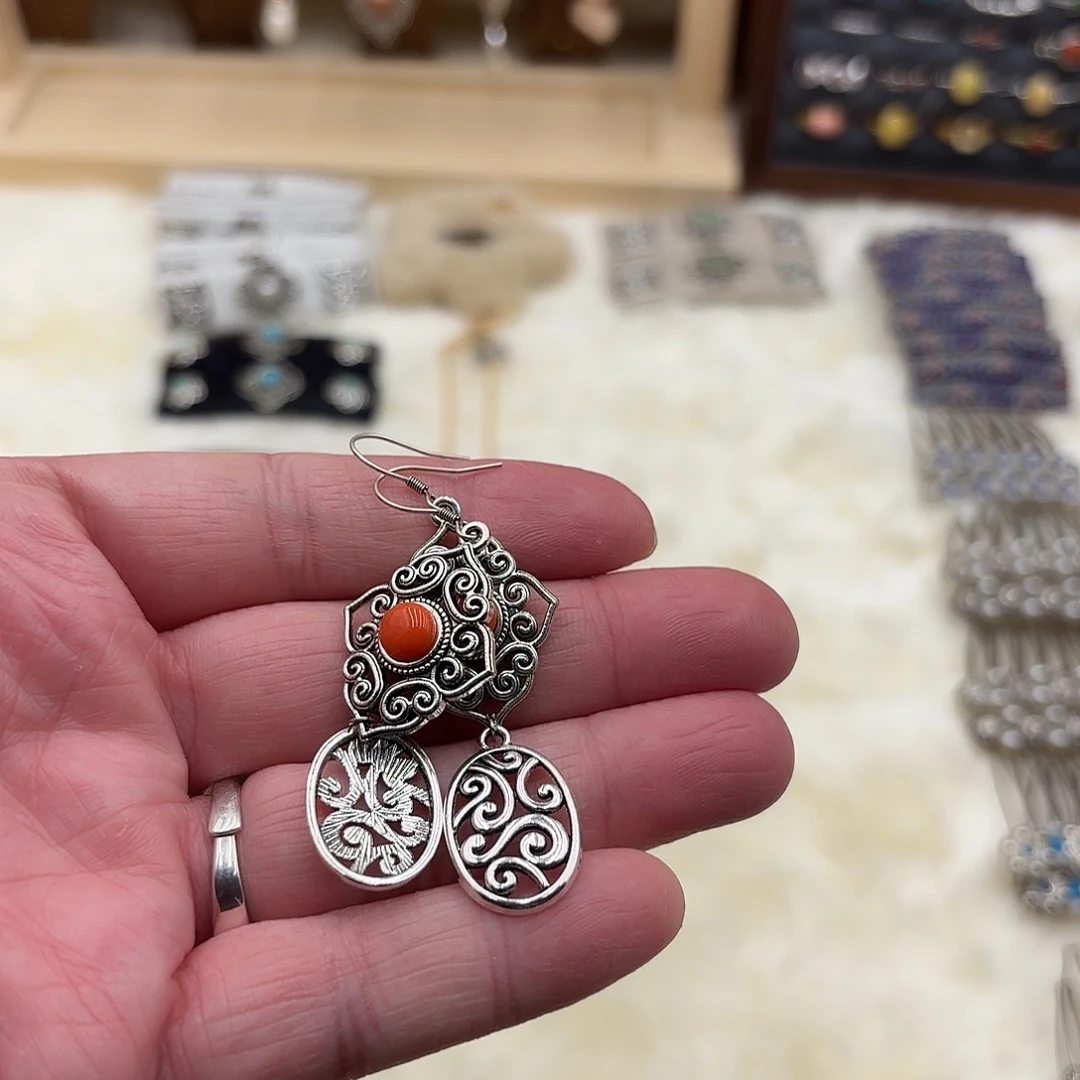 纯银耳钩金属吊坠耳饰2