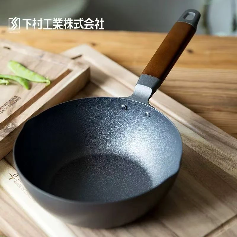 日本制进口下村工业窒化铁小炒锅宝宝辅食锅铁锅无涂层平底小锅