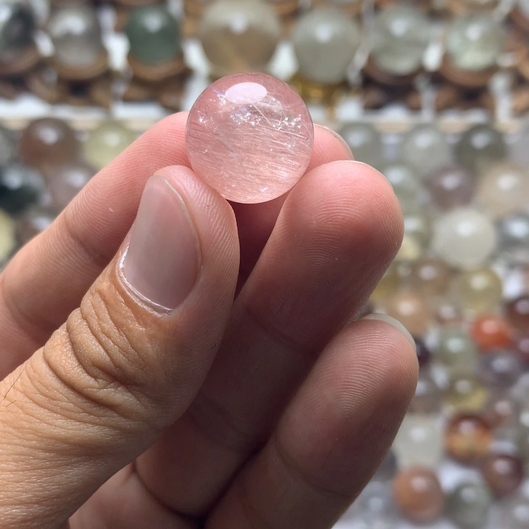 水晶珠宝半成品未镶嵌【****敏粉兔毛球