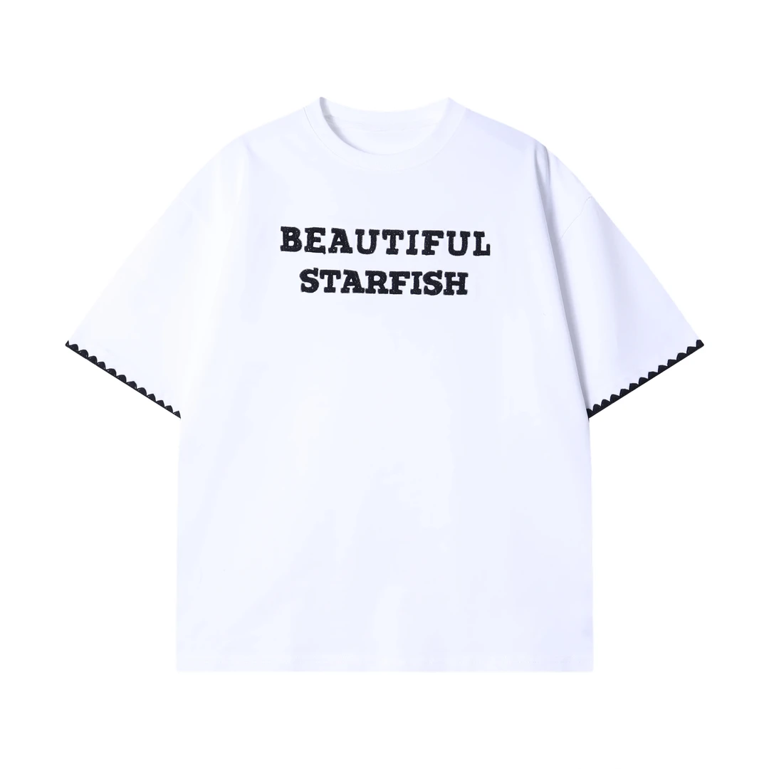 春夏新款时尚个性韩版撞色印花字母圆领套头短袖T恤百搭情侣上衣