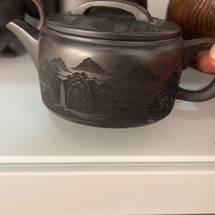 茶壶紫砂紫纱壶把化痕