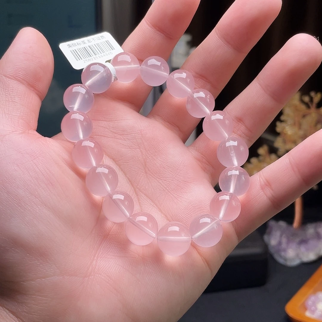 水晶手链未镶嵌冰分马粉12.3mm