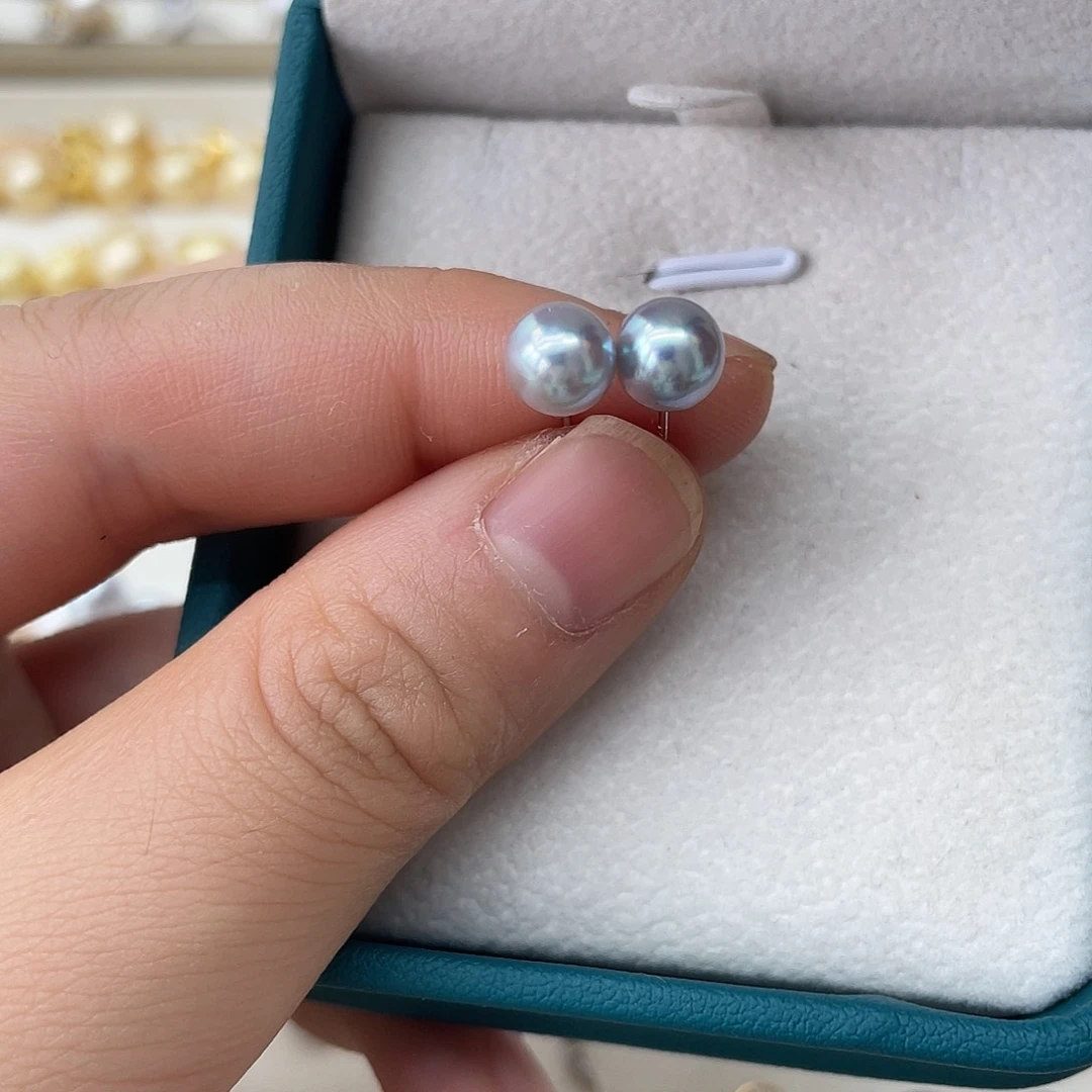 银S925镶嵌海水珍珠耳饰