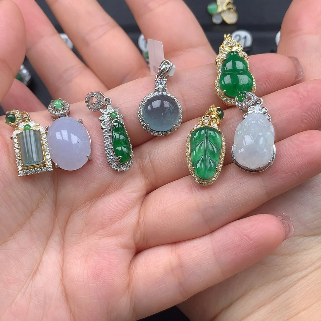 ****～翡翠银S925镶嵌颈饰项链925