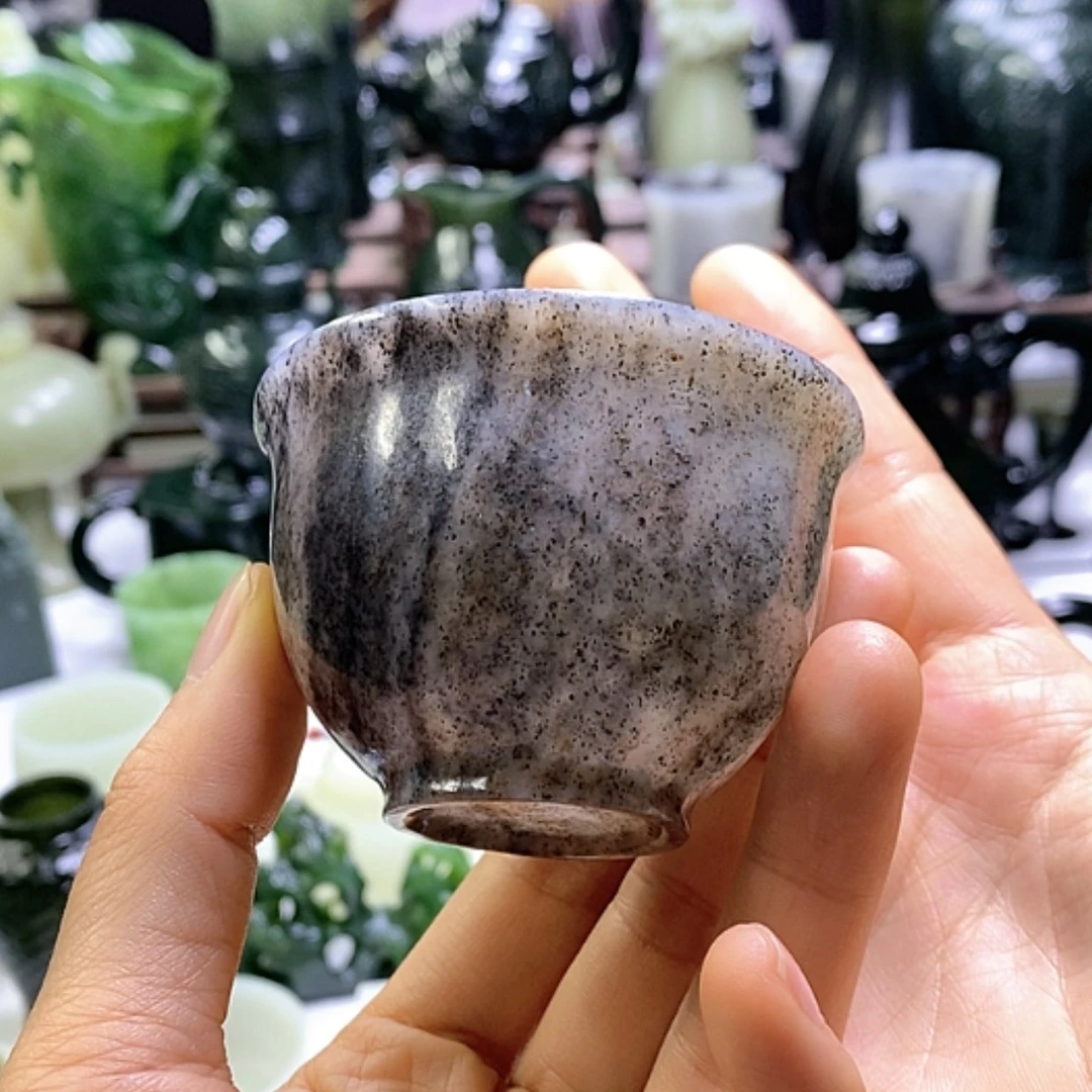 【闪购商品】和田玉摆件未镶嵌青花主人杯