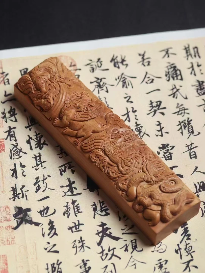印度老山檀香龙凤单镇尺