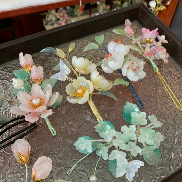 琉璃发簪 汉服配饰 旗袍发夹 发梳 簪子古风甜美