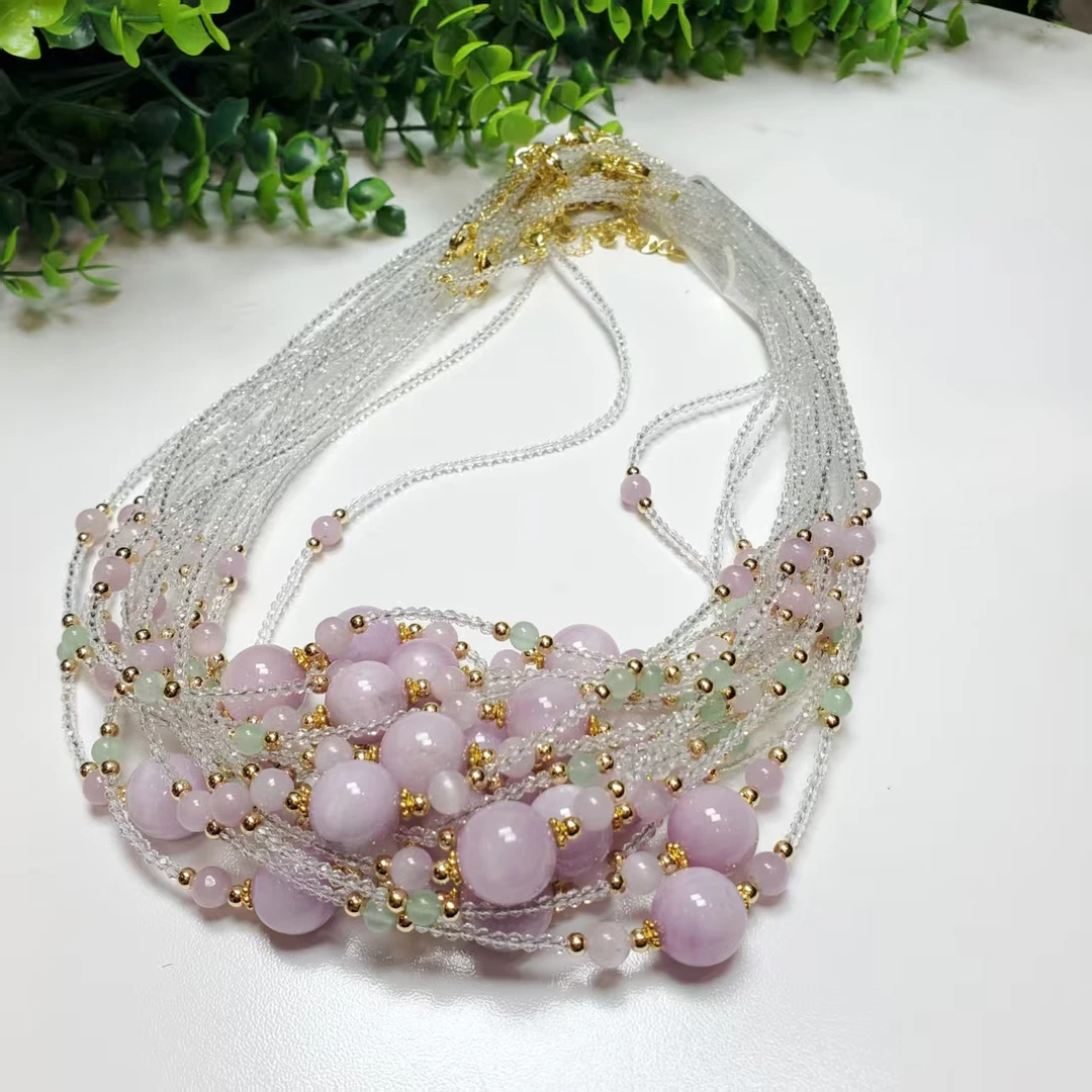 Q571【赵小姐】锂辉石圆珠项链多样性发其一