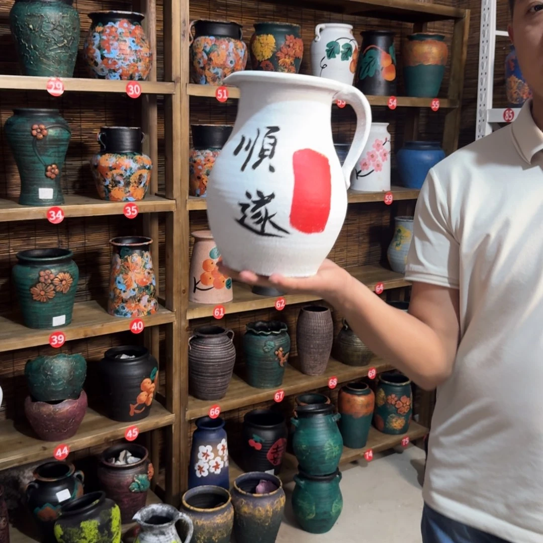 红陶浮雕花盆炸炸炸