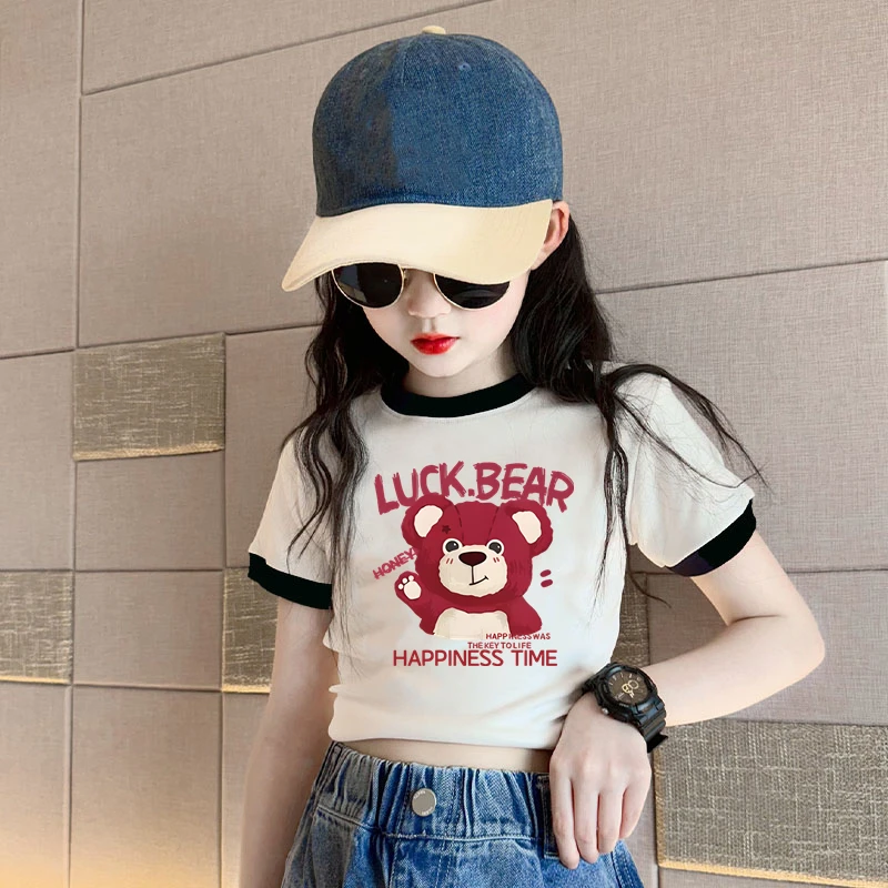 女童T恤高腰短款中大童短袖街舞儿童夏跳舞上衣女孩韩版修身上衣