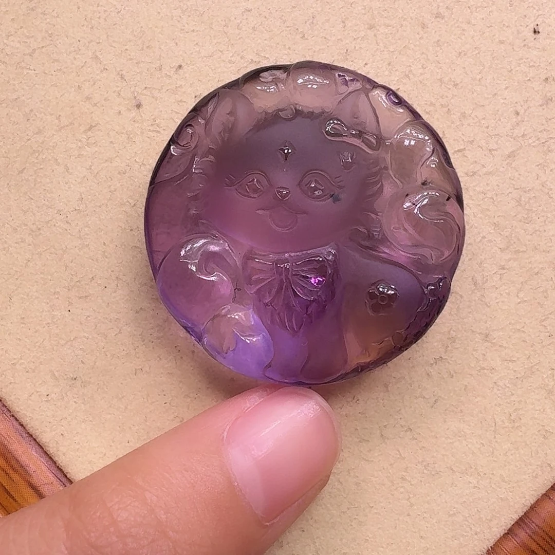 水晶颈饰未镶嵌天然巴西紫水晶吊坠狐狐