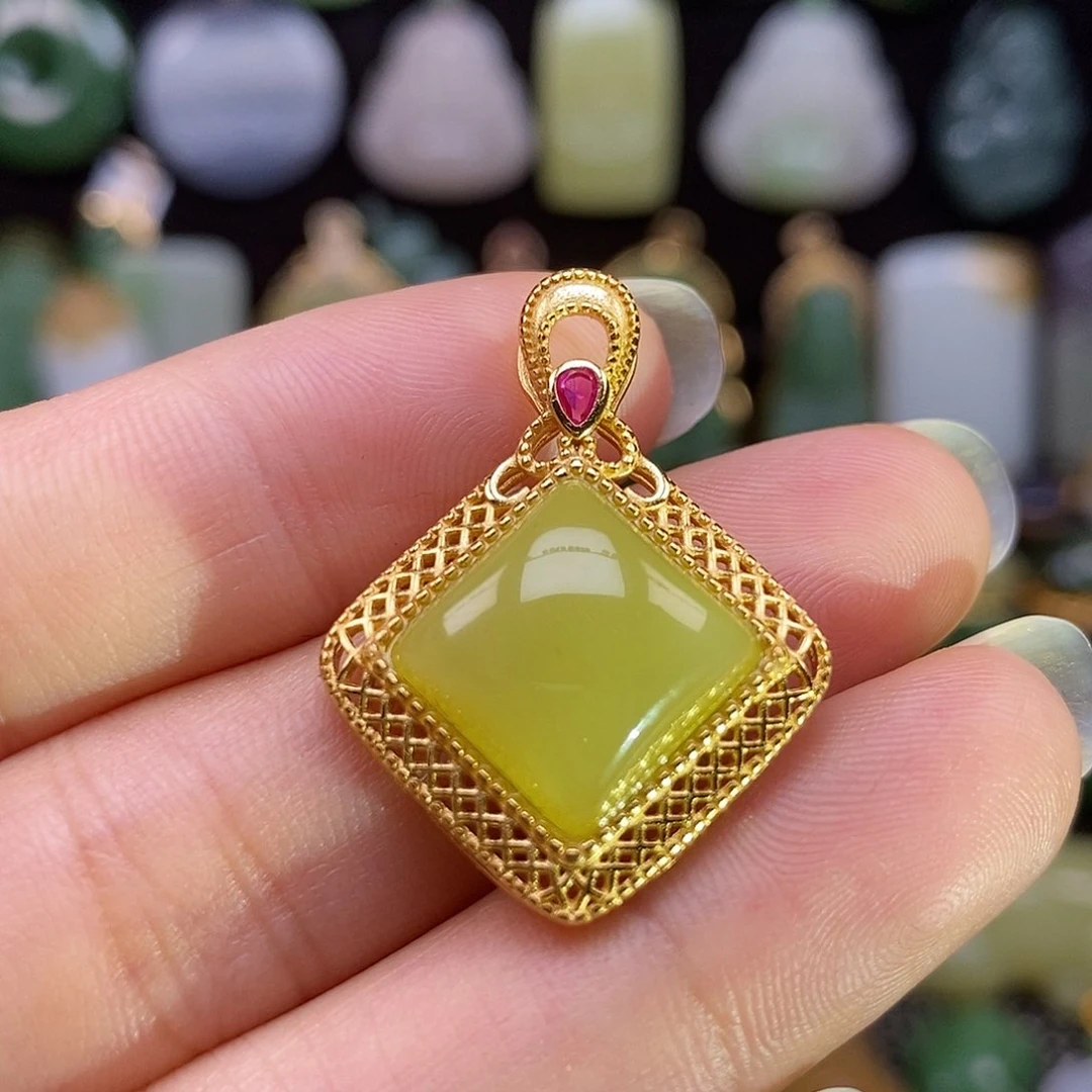 和田玉银S925镶嵌颈饰