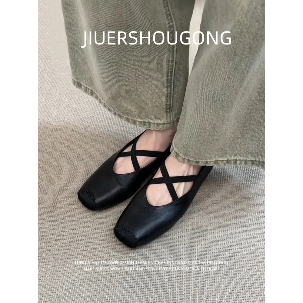 鞋子女款爆款2025新款简约交叉带芭蕾舞鞋气质夏季单鞋女轻奢鞋子