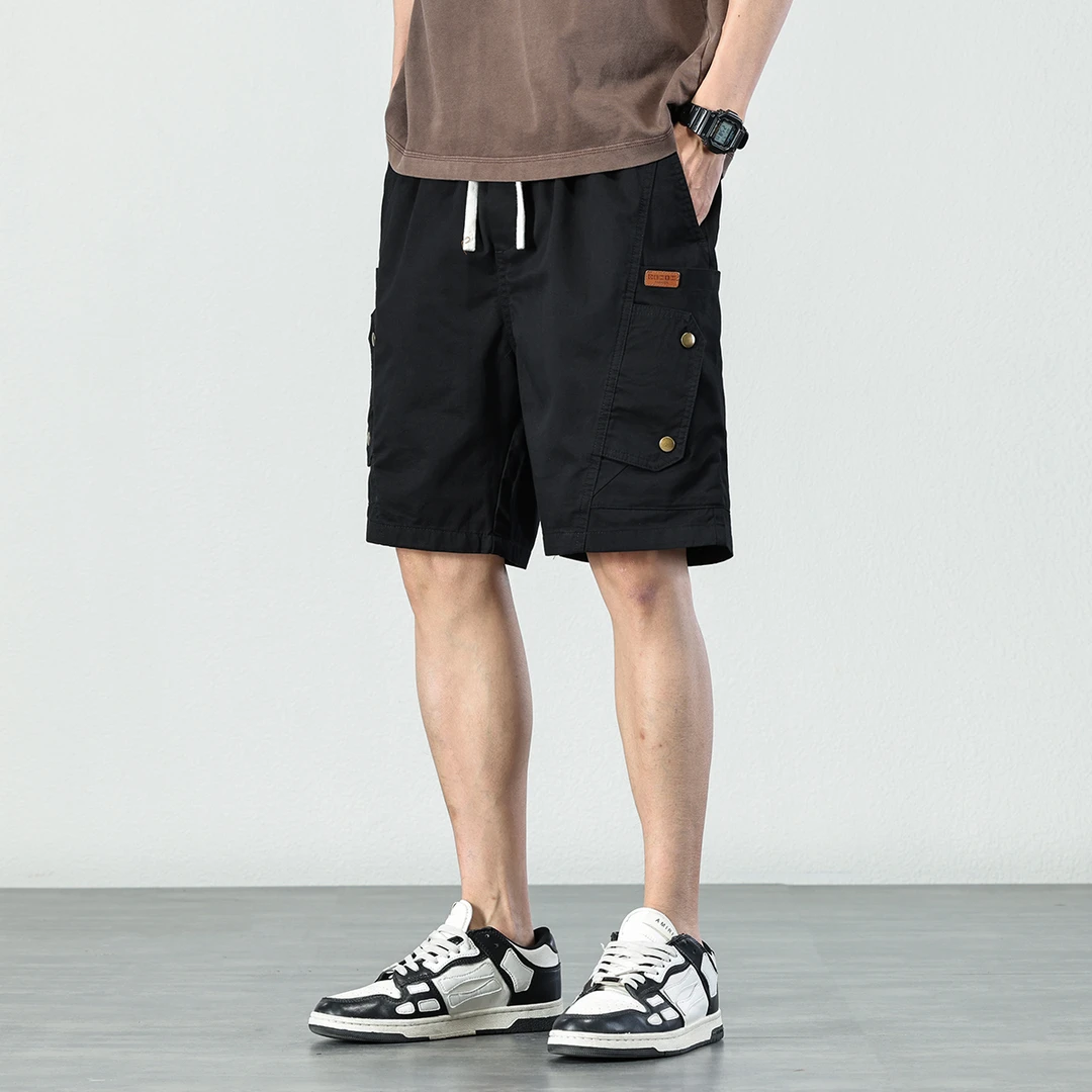 潮牌户外薄款工装短裤男士夏季纯棉休闲中裤宽松直筒透气五分裤男