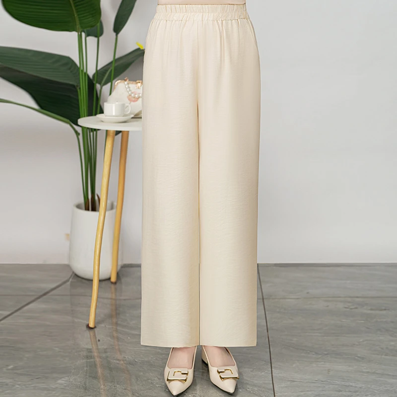 美学家中老年女装胖妈妈宽松休闲裤子高腰九分裤休闲裤直筒裤B016