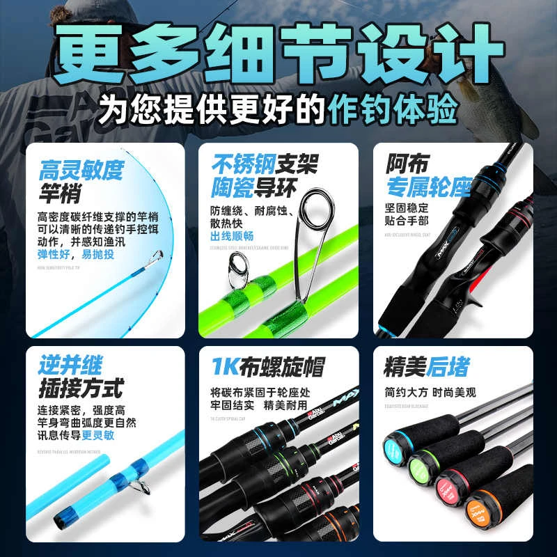 正品阿布彩虹竿路亚竿炫彩系列微物泛用装备鳜鱼鲈鱼翘嘴黑鱼鱼竿