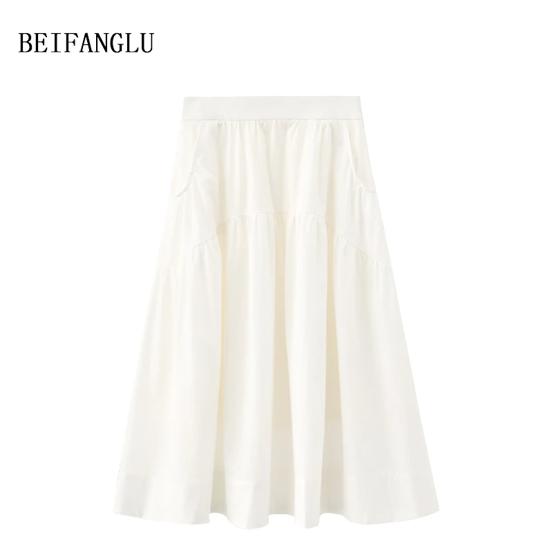 北方鹿 梨形天菜显瘦半裙！春夏气质通勤口袋松紧要A版半身裙W9291